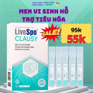 Men vi sinh LiveSpo Clausy  giảm rối loạn tiêu hóa cho người uống kháng sinh hộp 10 ống x 5ml 