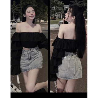 Áo  trễ  Vai  Tay  dài  5 tầng  Nữ  Women  Dài  Tay  Top Thảo cherry store