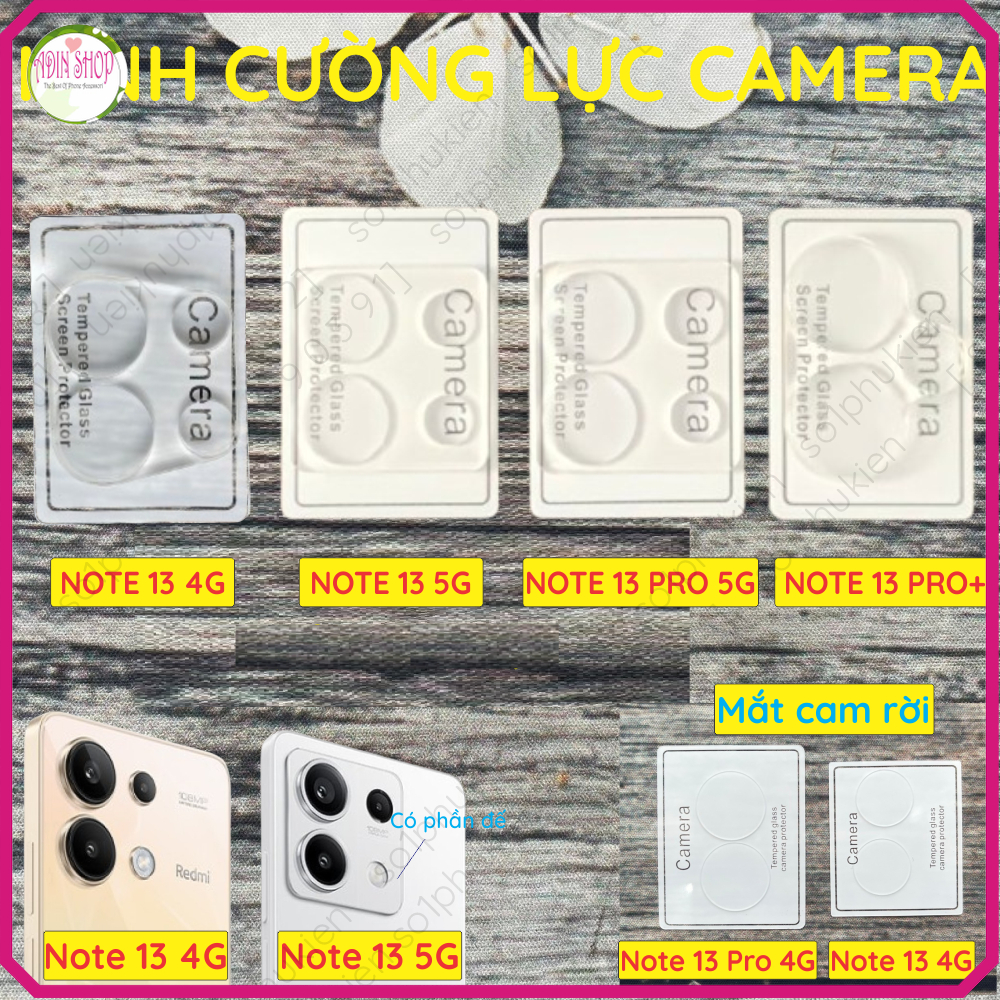 Kính cường lực camera trong suốt Xiaomi Note 13 4G/ Note 13 5G/ Note 13 Pro 4G/ Note 13 Pro 5G/ Note