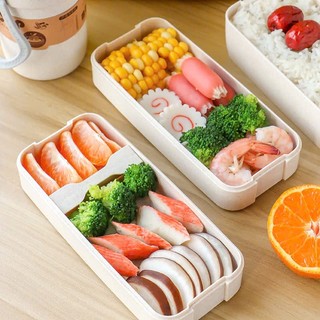 Hộp cơm 3 tầng chất liệu lúa mạch - Cặp lồng cơm lúa mạch tặng thìa đũa
