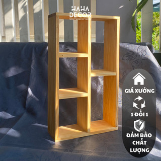 Kệ gỗ trưng bày sản phẩm kệ gỗ decor trang trí studio quán cà phê KGTT14NM