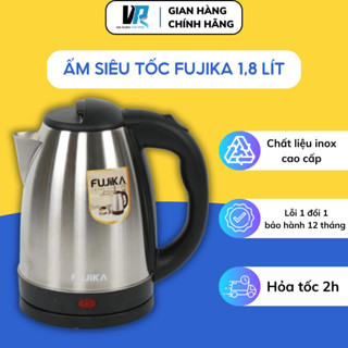 Ấm siêu tốc FUJIKA dung tích 1.8L inox cao cấp có vạch chia mức nước, bảo hành chính hãng 12 tháng