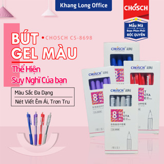 Bút Mực Gel CHOSCH CS-8698, Viết Gel Ngòi 0.5mm Không Bị Gỉ Sét, Có Đệm Cao Su Êm Tay (12Cây/1 Hộp)