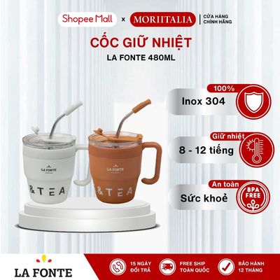 Cốc Cà Phê Giữ Nhiệt Kèm Ống Hút Inox Lafonte 480ML - 012782