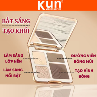 Phấn bắt sáng Sweet Mint 4 màu gồm Tạo Khối / Má Hồng Hiệu Ứng Lì 3D Độ Bóng Cao Highlight KUN