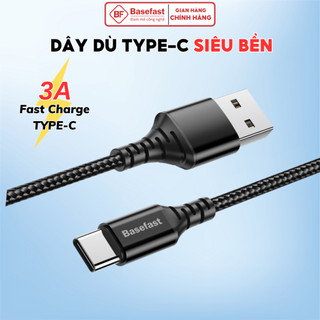 Dây sạc nhanh TypeC Basefast Cáp bọc dù siêu bền sạc nhanh 3A cho máy Android samsung xiaomi oppo
