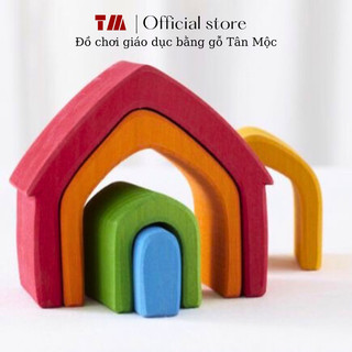 Nhà gỗ xếp chồng, Đồ chơi xếp chồng ngôi nhà, Đồ chơi Montessori