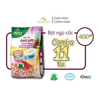  Combo 11 Túi Ngũ Cốc Gạo Lứt Huyết Rồng  ít đường  400G{25g*16 gói} Tặng kèm 11 túi Yến Mạch 150g  