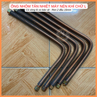 Ống nhôm tản nhiệt máy nén khí dài 65cm có vòng bảo vệ - Ren 15mm