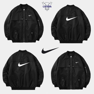 Áo khoác Bomber 2 lớp, Áo khoác thời trang uninsex nam nữ tay dài khóa kéo, màu đen B3