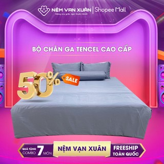 Bộ chăn ga tencel 50% tencel cao cấp và 50% cotton thoáng mát thiết kế đơn giản sang trọng xám đậm