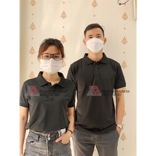 Áo thun polo NAM NỮ màu đen đồng phục quán, đồng phục công ty- áo thun cổ trụ vải CÁ SẤU Poly mềm mát