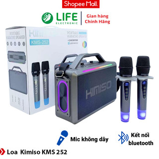 Loa Karaoke Bluetooth Kimiso Kms 252 Loa Bluetooth Mini Karaoke, Bản Cao Cấp, Kèm 2 Micro Không Dây.