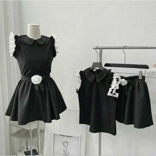 SET ÁO ĐEN SÁT NÁCH PHỐI BÈO REN TRẮNG