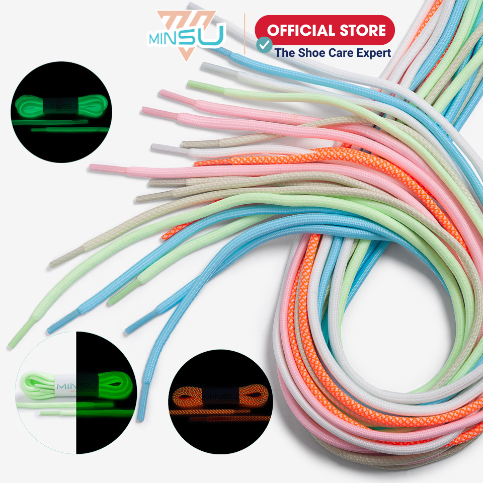 Dây Giày Tròn Phát Sáng Dạ Quang Cao Cấp MINSU Chính Hãng M1702 1m2 Cho Giày Thể Thao Sneaker Nam Nữ