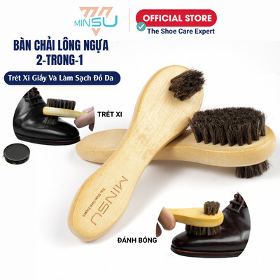 Bàn Chải Lông Ngựa 2 Đầu MINSU M2417 Chức Năng 2-Trong-1 Trét Xi Giầy Và Làm Sạch Đồ Da Vệ Sinh Giày Chi Tiết Nhỏ