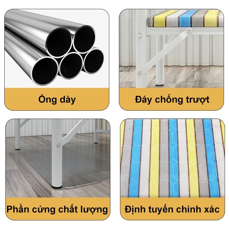 Giường gấp gọn văn phòng nằm 2 người, Giường xếp gấp gọn thông minh khung sắt chịu lực 500kg | BigBuy360 - bigbuy360.vn