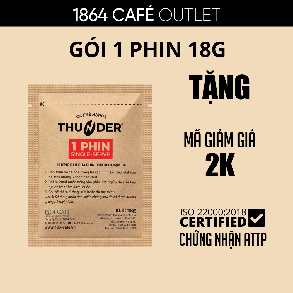 Cà Phê 1 phin 18g Thunder Nhãn Đỏ (Xay Sẵn)