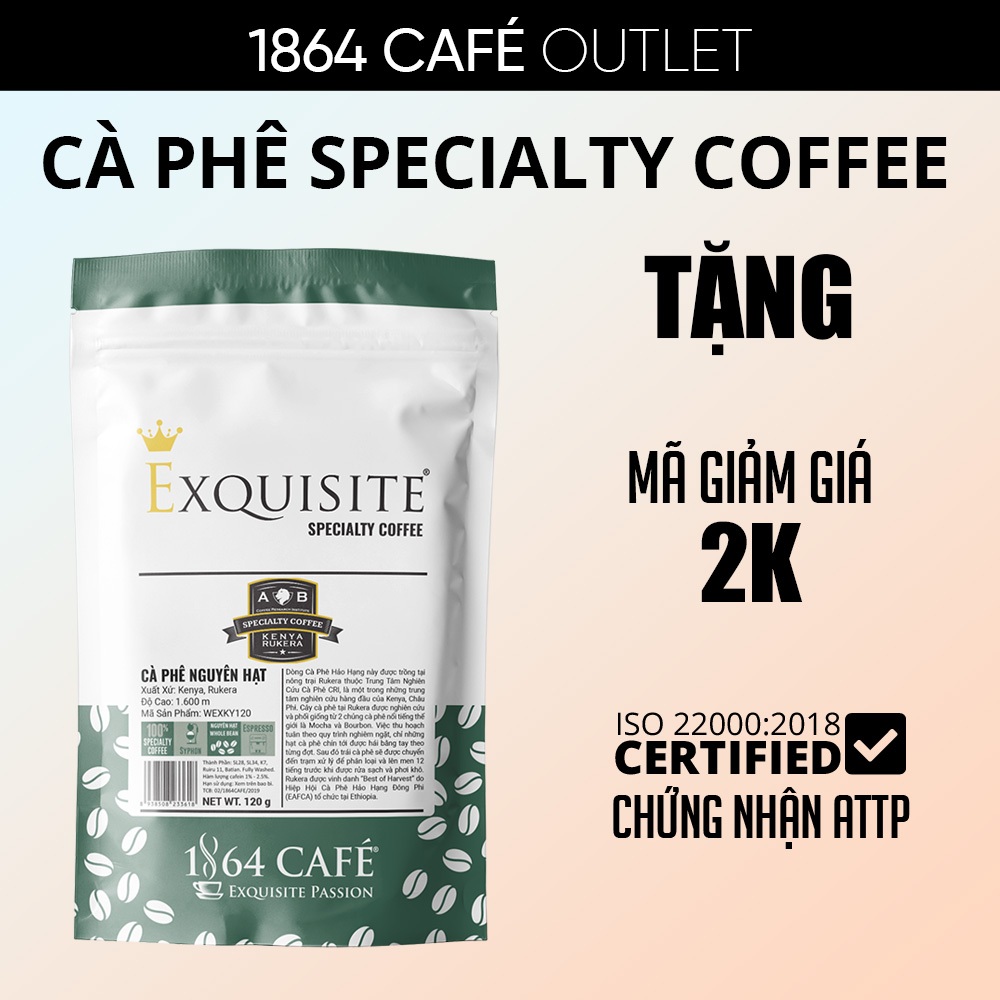 120g Specialty Coffee Nguyên Hạt Kenya Rukera Cà Phê Hảo Hạng Exquisite®