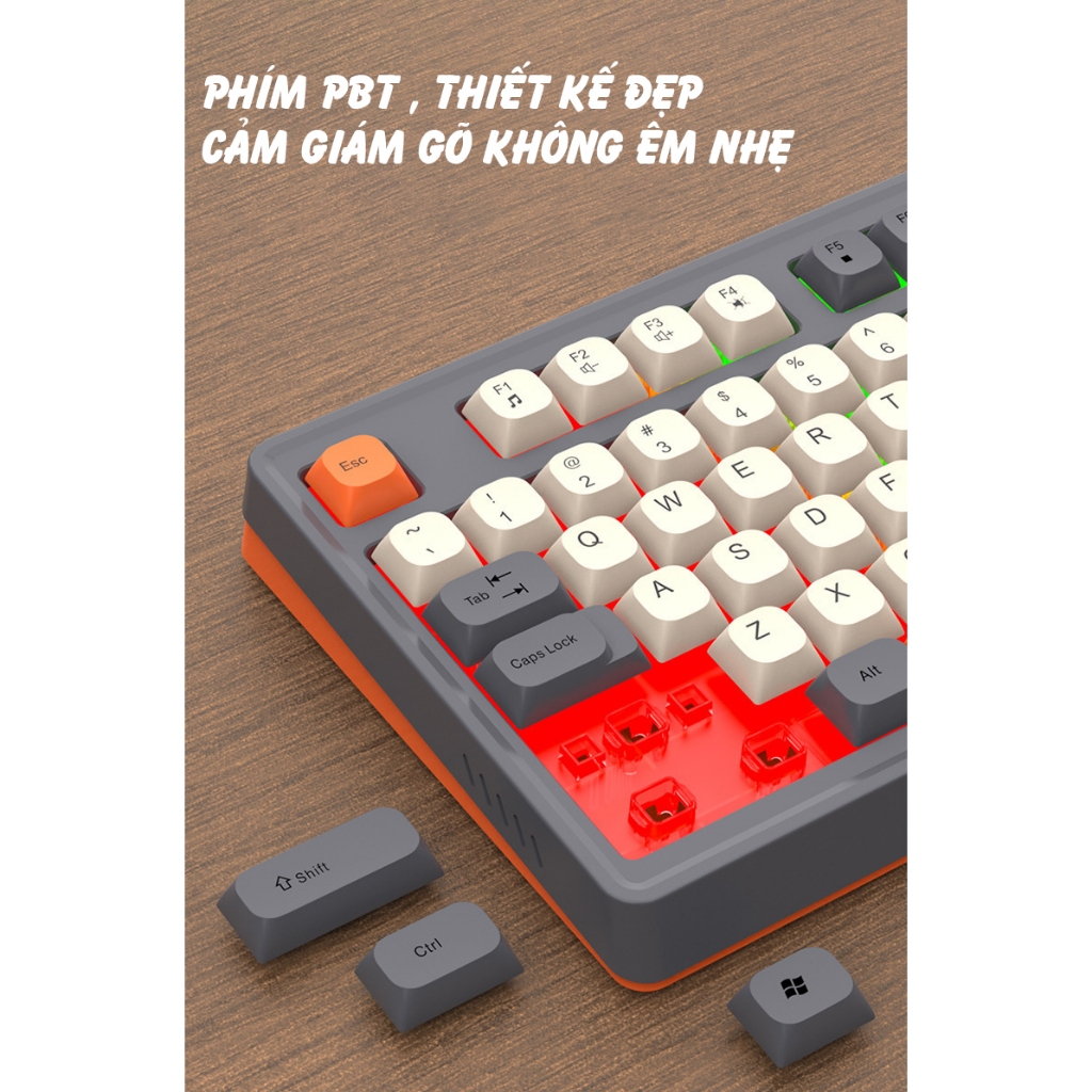 Bàn phím giả cơ Gaming RaiKu K98 full size - Led Rainbow siêu đẹp - Có núm xoay - Phím BPT - Gõ êm | BigBuy360 - bigbuy360.vn