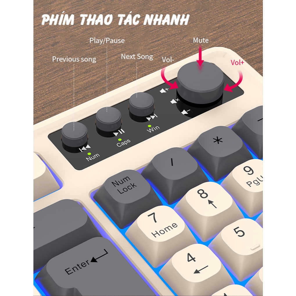 Bàn phím giả cơ Gaming RaiKu K98 full size - Led Rainbow siêu đẹp - Có núm xoay - Phím BPT - Gõ êm | BigBuy360 - bigbuy360.vn