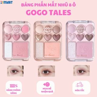 Bảng phấn mắt nhũ Gogo Tales 8 ô hình trái tim có highlight, Bảng mắt Gogo tales 3in1 kèm má hồng.