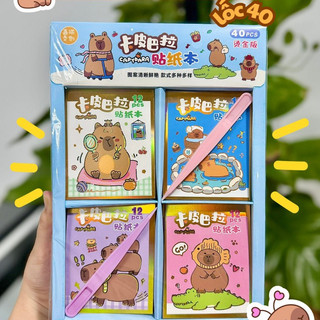 Sổ sticker gấu dâu, capybara kèm nhíp