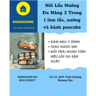 Nồi Lẩu Nướng Đa Năng 3 Trong 1  làm lẩu, nướng và bánh pancake