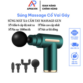 Máy Massage Mini Cầm Tay, Súng Massage Cổ Vai Gáy 6 Cấp Độ Chuyên Sâu Đa Năng, Máy Đấm Lưng Mát Xa Đau Nhức Vai Gáy