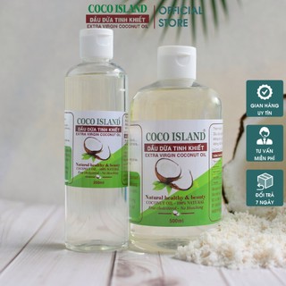 Dầu dừa tinh khiết ép lạnh nguyên chất Coco island chai 250ml-500ml