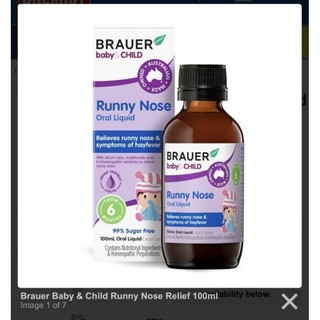 Siro sổ mũi Brauer Runny Nose của Úc cho bé từ 6 tháng tuổi 100mle