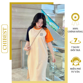 Đầm suông dáng dài đầm bầu cotton khô cổ tròn thêu CB CHIBEST CDD41