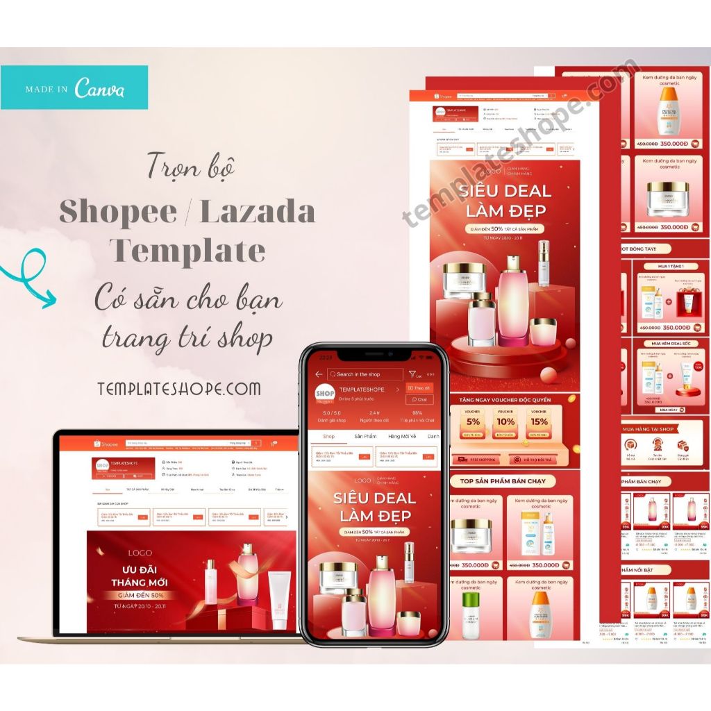 Template Shopee /banner trang trí Shopee ngành sắc đẹp sức khỏe mỹ phẩm chuyên nghiệp giá rẻ