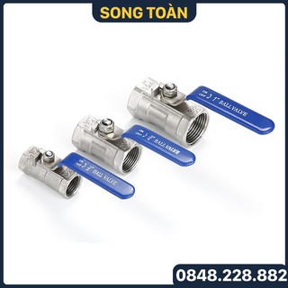 Van bi inox 304 1 mảnh, van bi inox 1pc inox sus 304 13 17 21 27 34