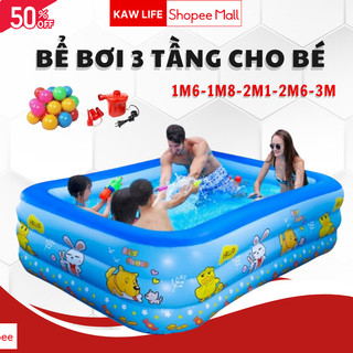 Bể Bơi Phao Trong Nhà 3 Tầng Cho Trẻ Em, 3 tầng loại 3M, 2M6, 2m1,1m8,...Dày Dặn Bền Đẹp, an toàn