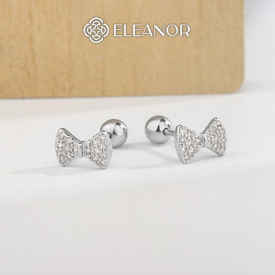 Bông tai nữ chuôi bạc 925 Eleanor Accessories hình nơ đính đá phụ kiện trang sức khuyên tai 7840