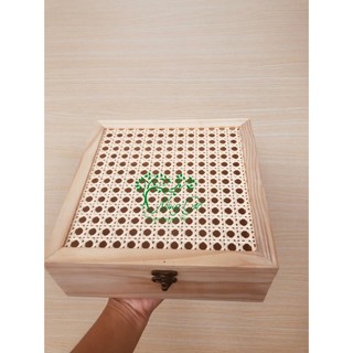 Hộp gỗ nắp mây- hộp quà nắp mây