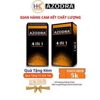 Bộ 2 hộp bao cao su gân gai kéo dài thời gian 4in1 Azodra 12 pcs