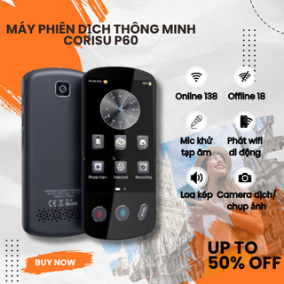 Máy Phiên Dịch Thông Minh Corisu P60, Phiên Dịch Không Cần Mạng, Dịch Ảnh, Ghi Âm Chuẩn Bản Mới Năm 2024