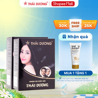  2 Nhuộm Tóc Dược Liệu Thái Dương tặng 1 tuýp dầu gội Thái Dương 7 Plus 50ml _Sao Thái Dương