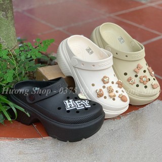 Tặng kèm 10 charm, Sục Stomp cao 6p, đế chunky thời trang, hack dáng cho nữ
