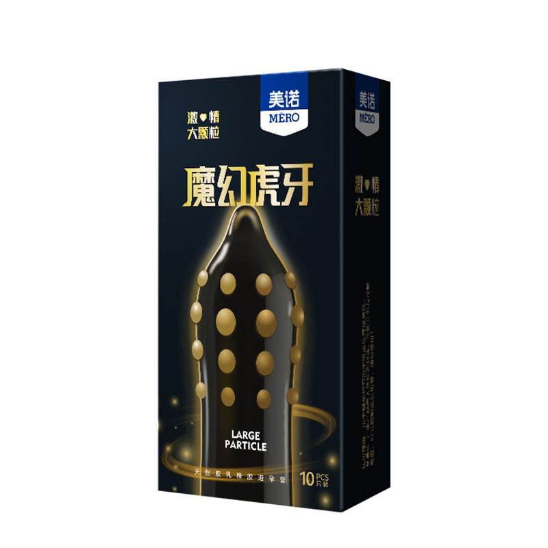 Bao Cao Su Gân Gai Lớn Mero Đen, Bcs Kéo Dài Thời Gian, Nhiều Gel Bôi Trơn (Hộp 10C) | Chika_Store