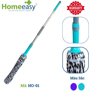 Cây Lau Trợ Lực Cao Cấp Homeeasy Màu Trắng Đen HO-01 - Cán Inox Chống Rỉ, Bông Cotton Siêu Thấm Hút