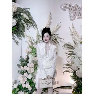 👚SET ÁO SƠMI ĐẮP CHÉO CỘT EO + CHÂN VÁY REN <ảnh thật ở cuối>