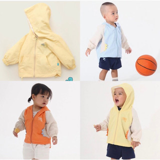 Mompa / Lil  - Áo khoác gió 2 lớp phối màu có mũ cho bé trai bé gái từ 1 đến 5 tuổi