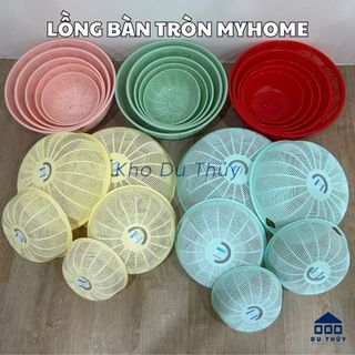 Lồng bàn tròn màu pastel hồng, xanh, vàng, đỏ size nhỏ và lớn, nhựa PP dùng đậy thức ăn