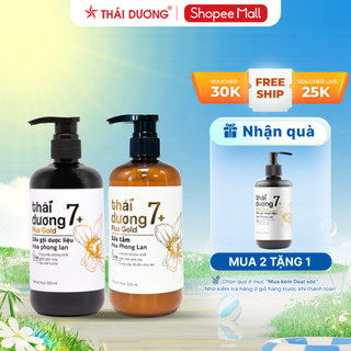 Bộ dầu gội Thái Dương 7 Plus Gold HPL 500ml và Sữa tắm Thái Dương 7 Plus HPL 500ml tặng DG/DX/ST 7 Plus HPL 250ml