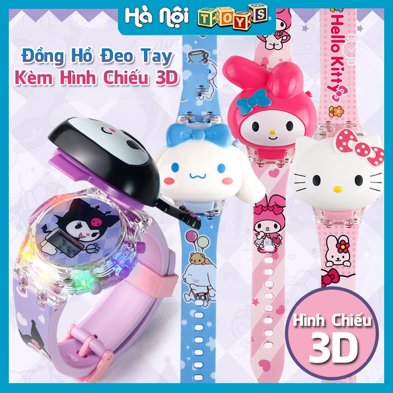 Đồ Chơi Đồng Hồ Chiếu Hình 3D Cho Bé – 24 Hình – Mẫu Kuromi, Cinnamoroll, Hello Kitty, Lotso, Người Nhện