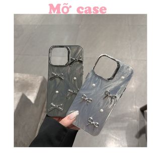Ốp Lưng Iphone More sơn dầu lông vũ gắn NƠ ngọc trai