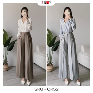 Quần Ống Rộng Xếp Ly Lưng Cao ENVY QK52
